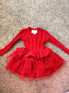 American Girl Red Cable-Knit Tulle Party Dress